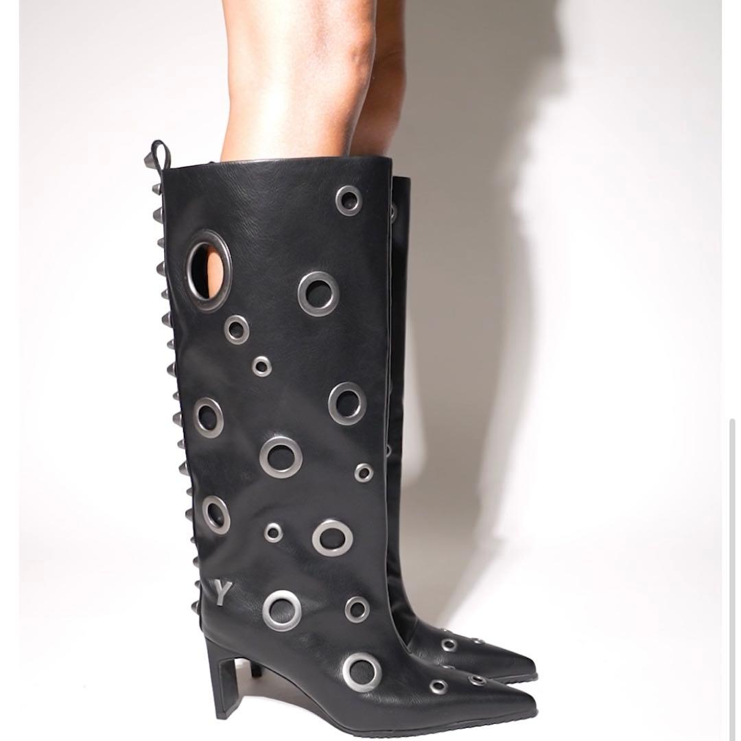 YELLO GUNNER LONG BOOTS スタッズ y2k Lサイズ