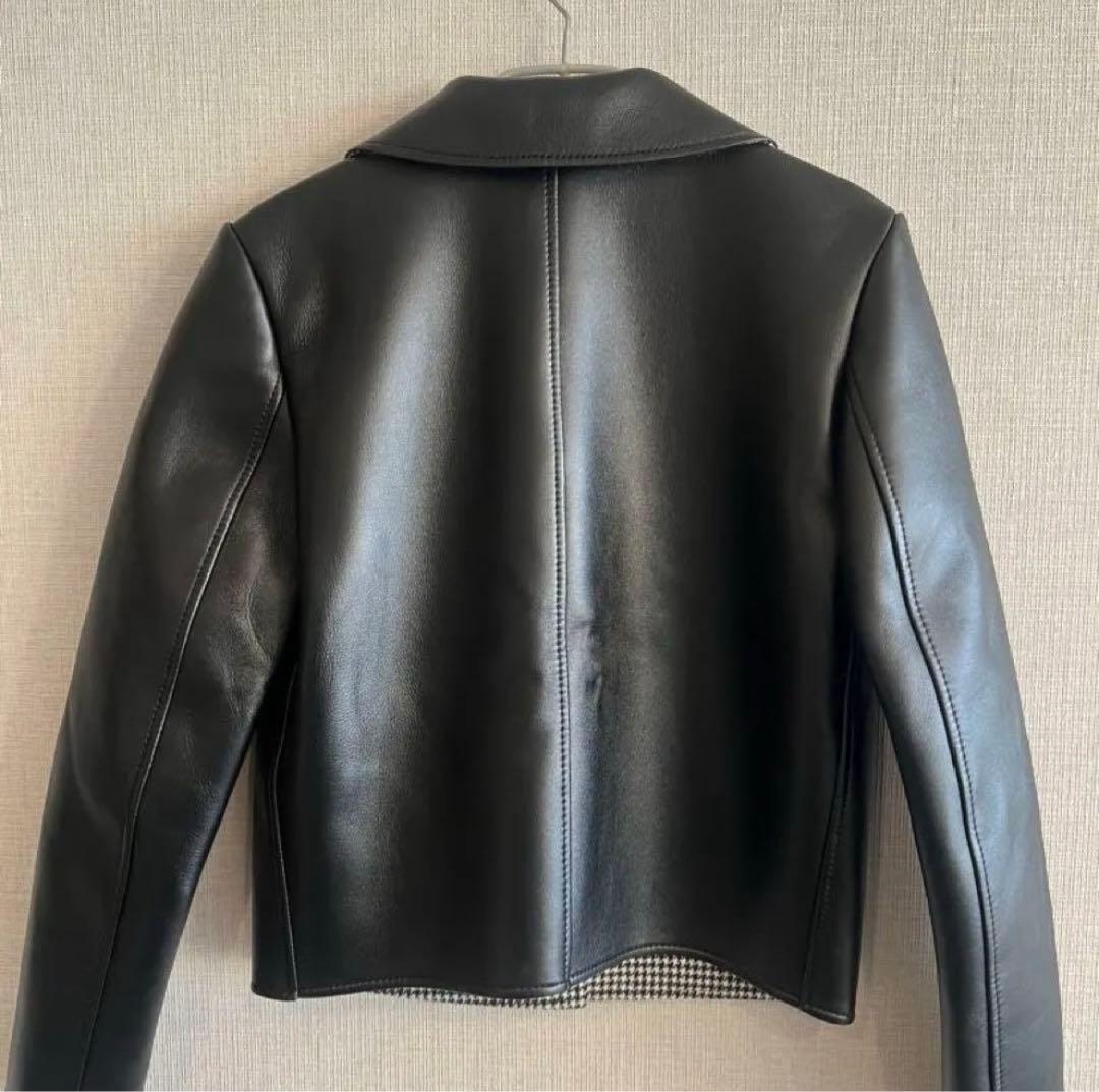 セリーヌ　クロディーヌ　ジャケット　トリオンフボタン　ラムスキン　レザー