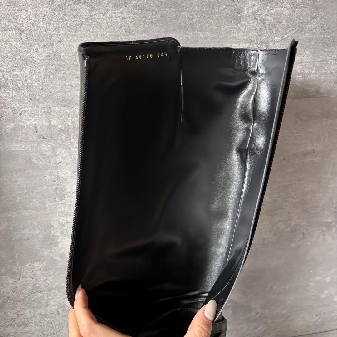 【極美品】DIANA ダイアナ　ロングブーツ　フルジップ　ベルト　レザー 黒