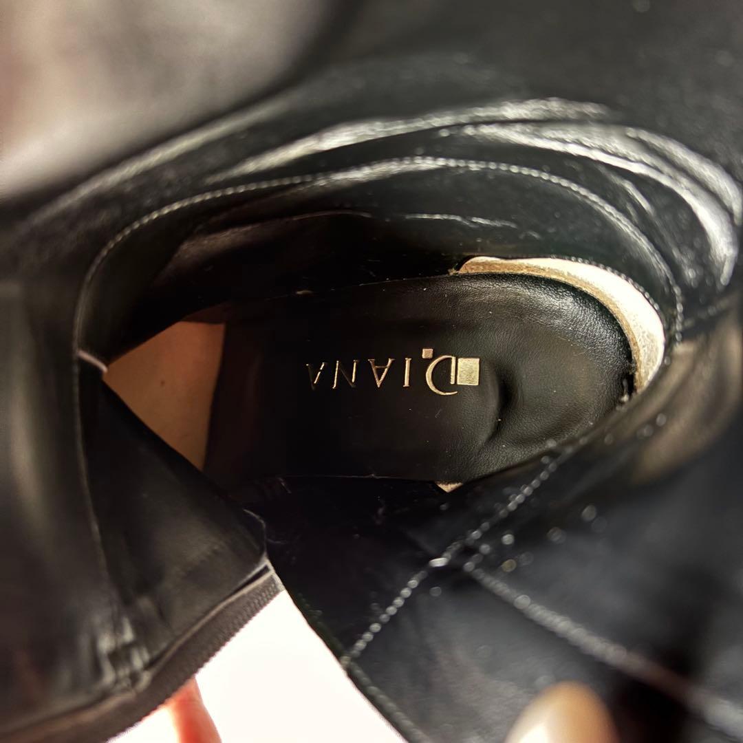 【極美品】DIANA ダイアナ　ロングブーツ　フルジップ　ベルト　レザー 黒