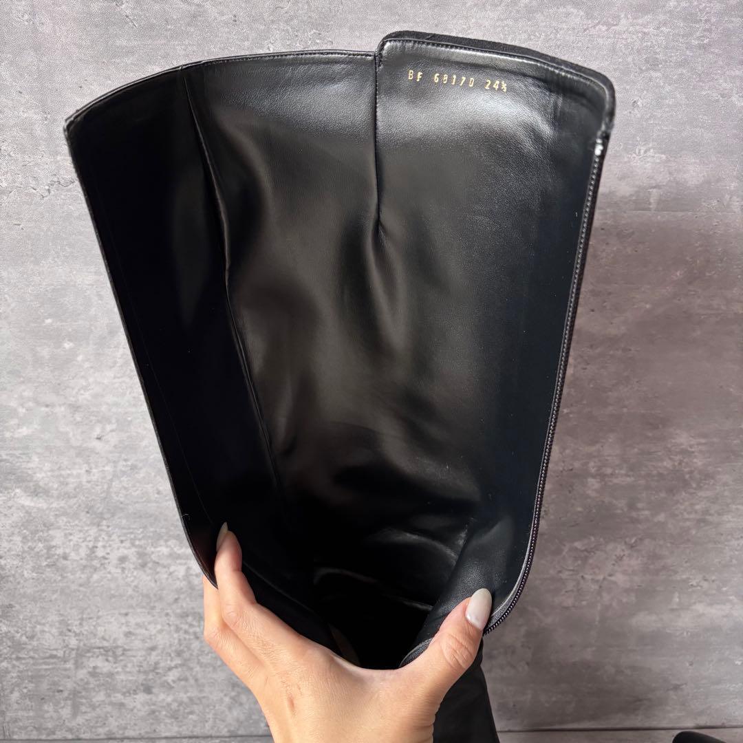 【極美品】DIANA ダイアナ　ロングブーツ　フルジップ　ベルト　レザー 黒