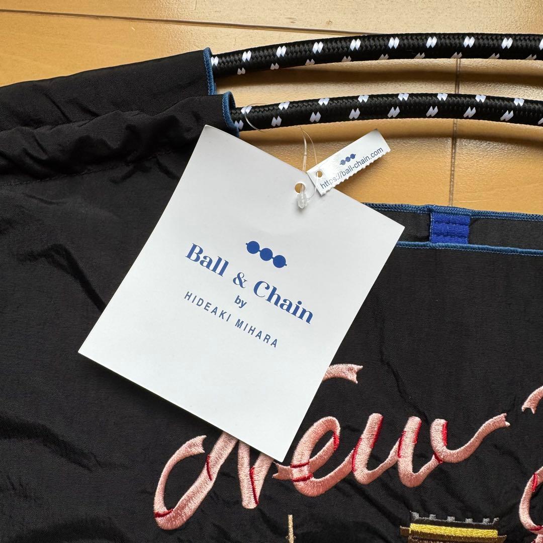 ボール＆チェーンChacott ニューヨーク刺繍エコバッグ Lサイズ ブラック