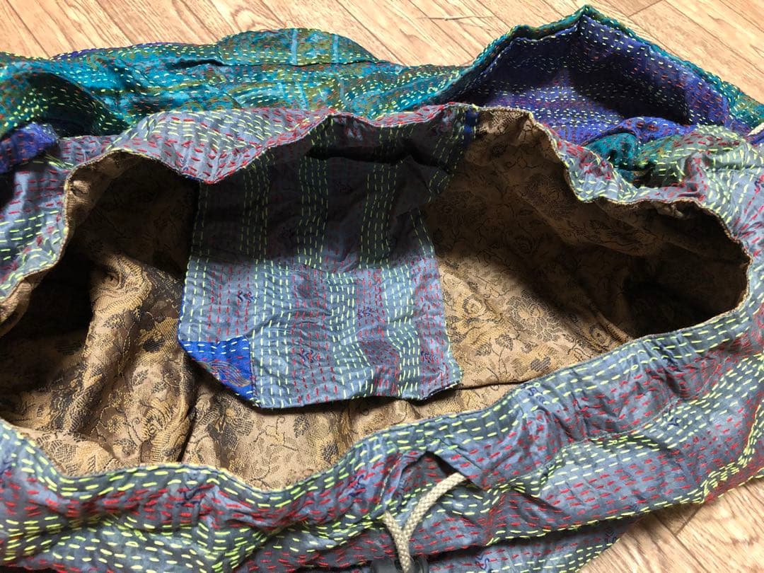 ★レア★ほぼ未使用★Leh レー シルク 袈裟バッグ 刺し子 ボディバッグ