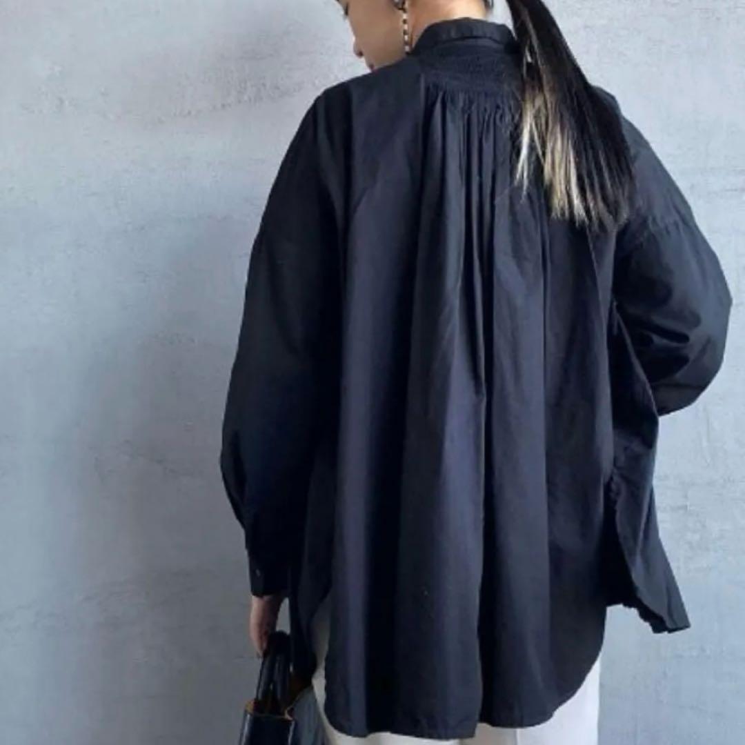 人気✨ ミズイロインド　ピンタック　ブラウス　チュニック丈 ゆったり　黒