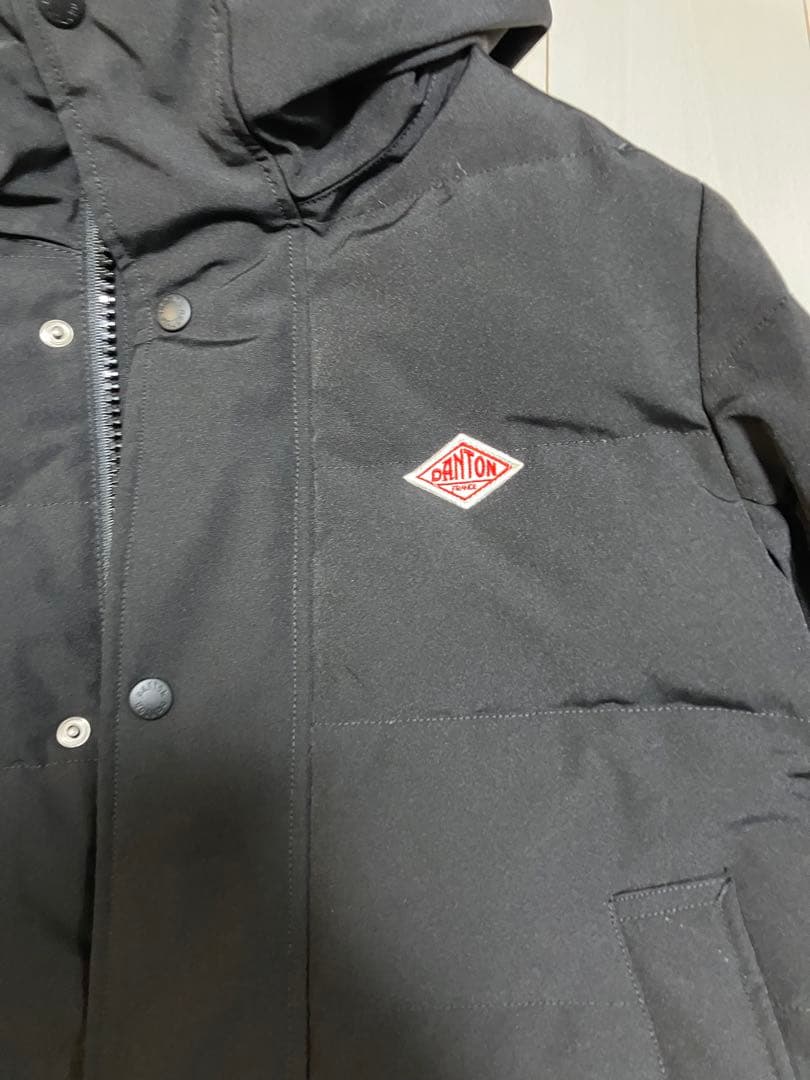 【美品】DANTONフード ブラックダウンジャケット黒サイズSレディース試着のみ