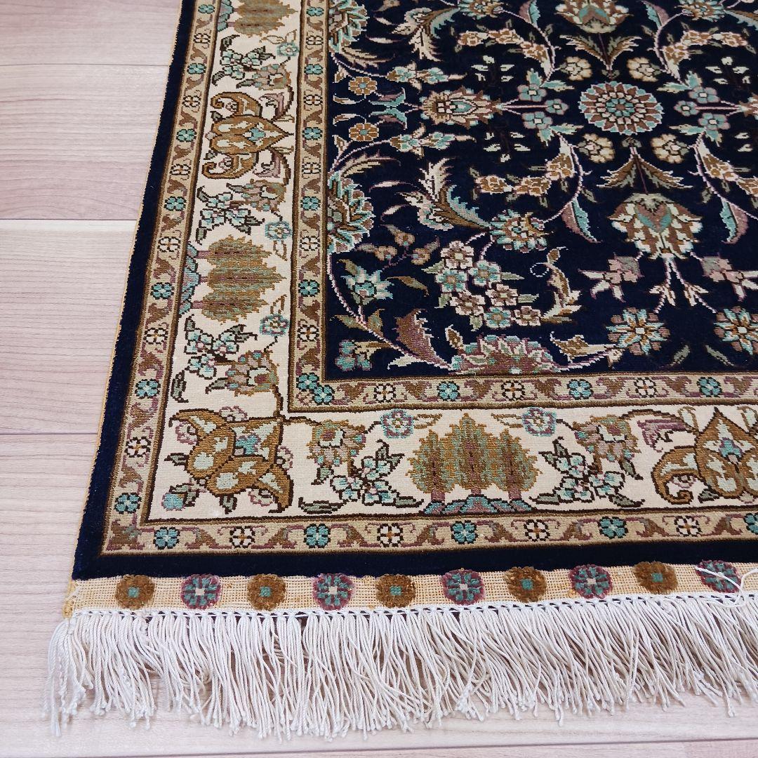 Y3181 トルコ カイセリ絨毯 シルク100% 手織り 93×63㎝