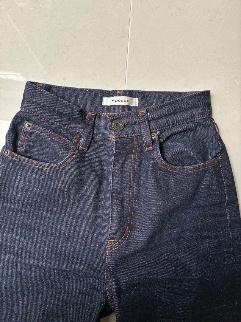 美品　MOUSSY MVS FLARE 23 マウジー フレアデニム ロング濃紺