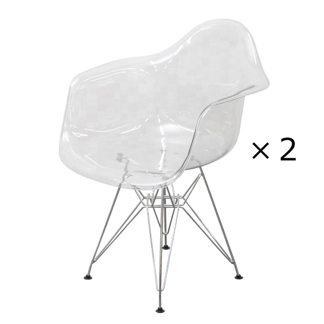 訳アリ　イームズ　スケルトンアームチェア　リプロダクト　クリア×２