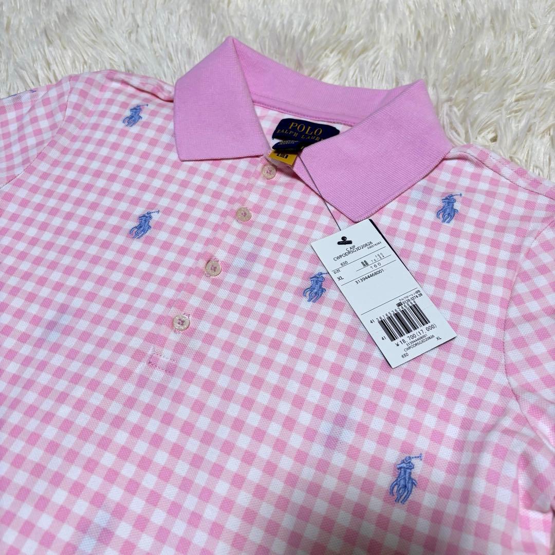 新品タグ付　ラルフローレン　160 XL ポロワンピース　ピンク