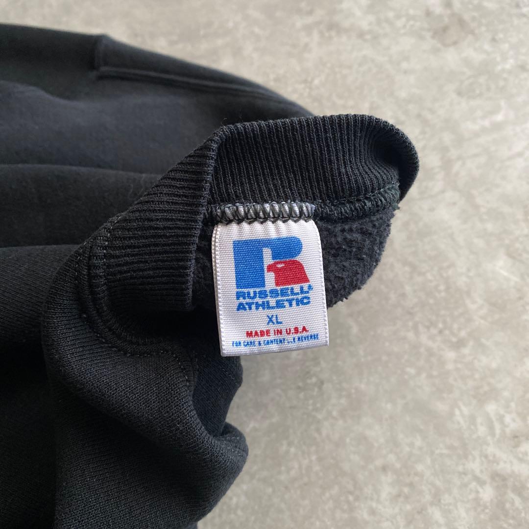 神サイズ 80s ラッセル 前V 無地 スウェット USA製XL 黒 ブラック