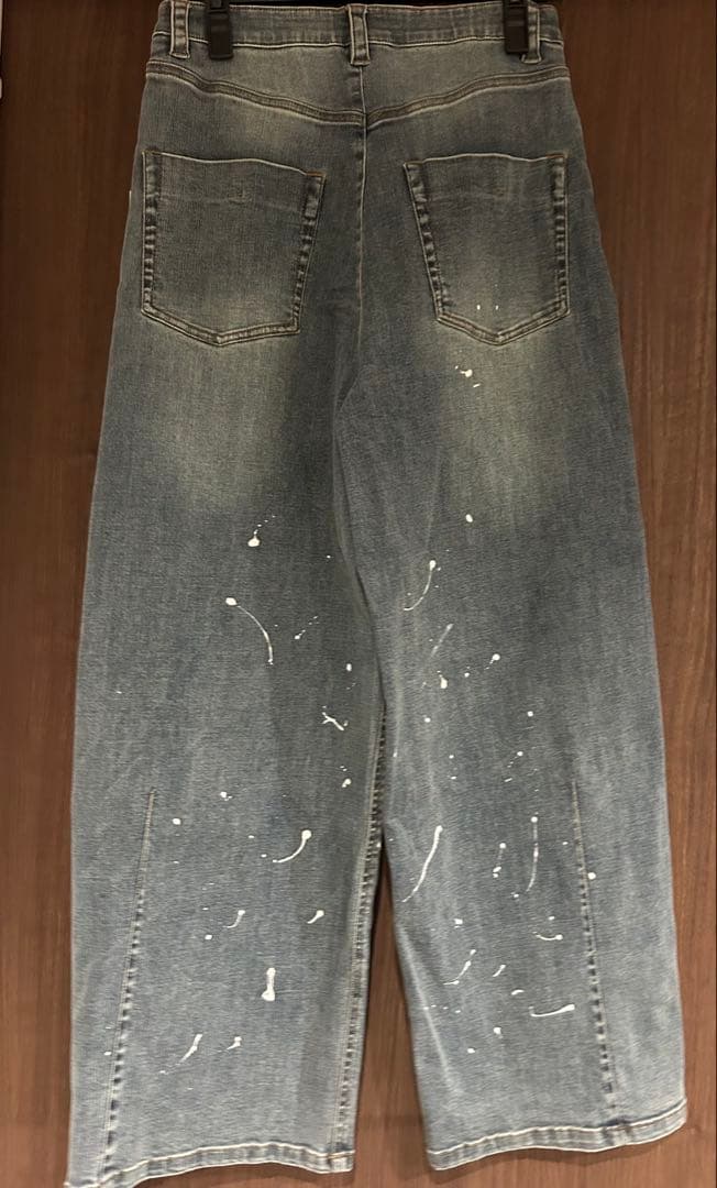 【期間限定】ayane ペイント加工バレルレッグデニムパンツ