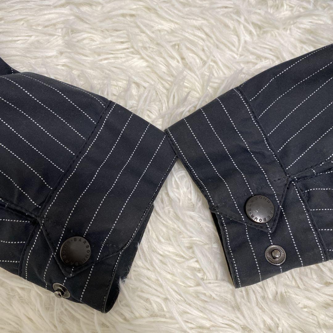 バブアー シップス別注 ピンストライプ オイルド モーターサイクル ジャケット