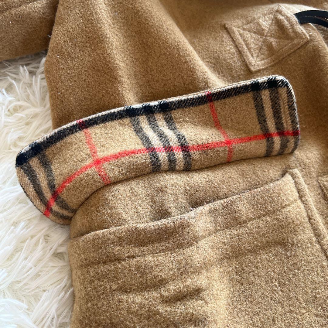 美品　バーバリー　ダッフルコート　キャメル　ノバチェック　ウール　トグル
