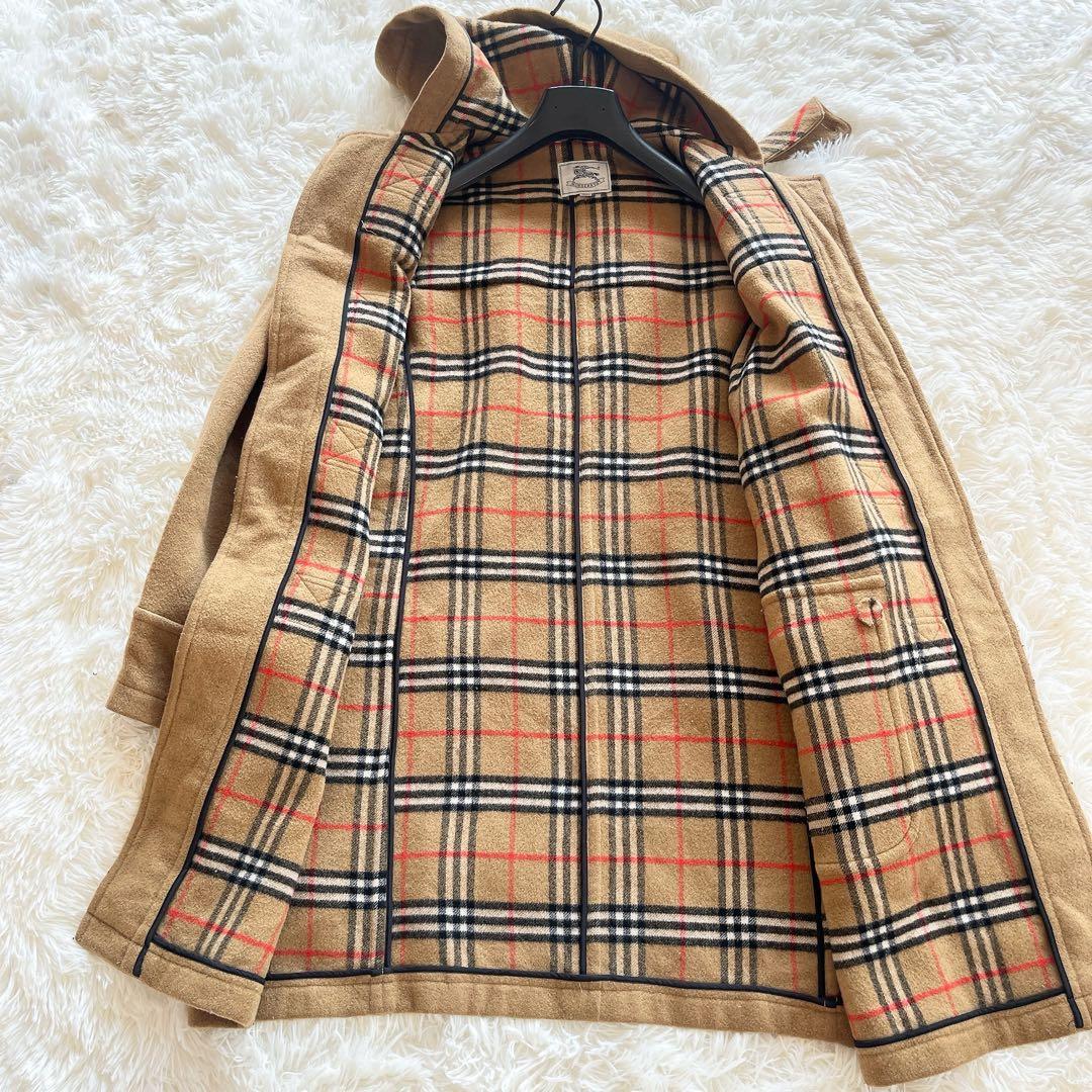 美品　バーバリー　ダッフルコート　キャメル　ノバチェック　ウール　トグル