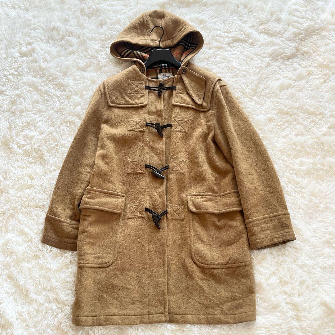 美品　バーバリー　ダッフルコート　キャメル　ノバチェック　ウール　トグル