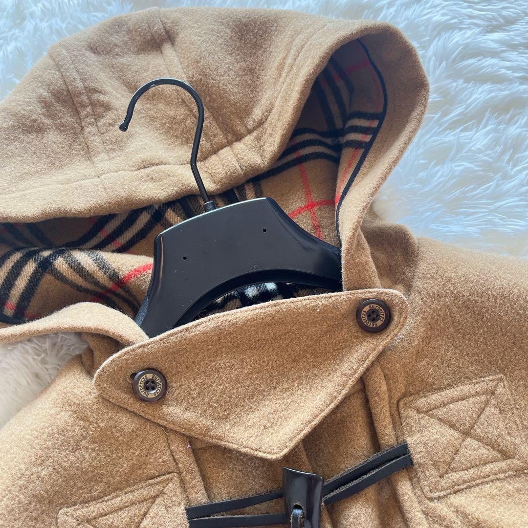 美品　バーバリー　ダッフルコート　キャメル　ノバチェック　ウール　トグル