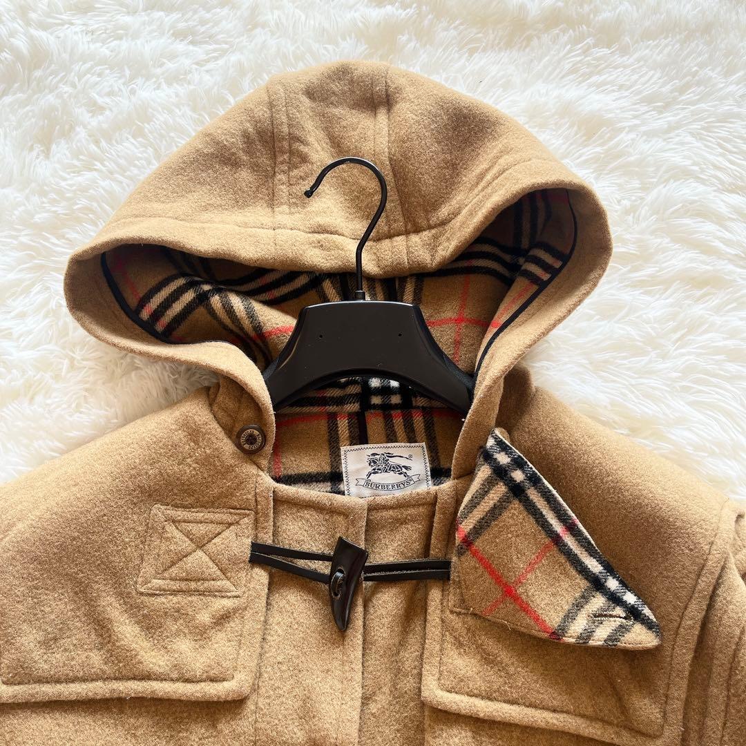 美品　バーバリー　ダッフルコート　キャメル　ノバチェック　ウール　トグル