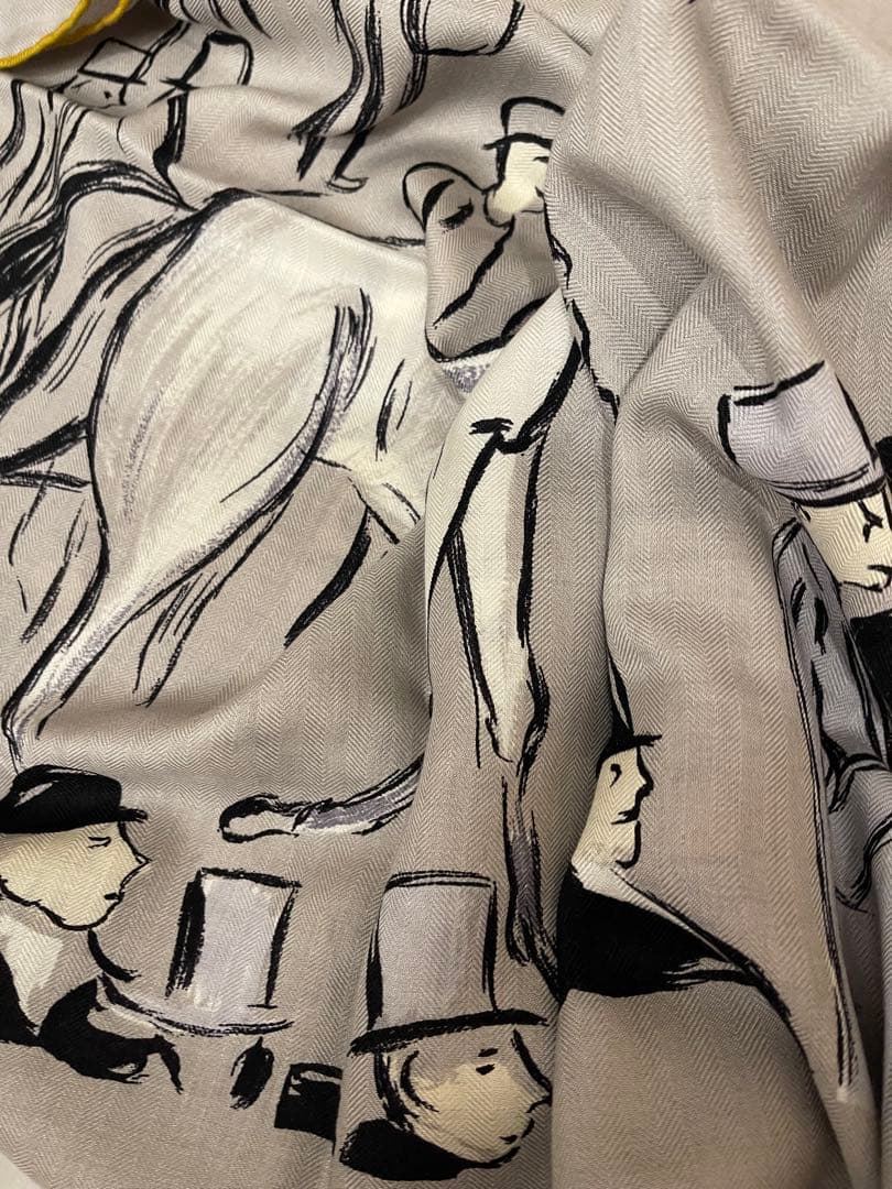 『新品』Hermès カレジアン（パドック） ストール❣️グレー色２０２５ＡＷ