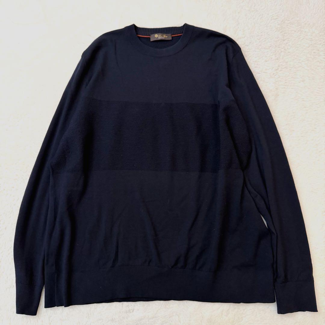 希少サイズ　ロロピアーナ バージンウール ニット ネイビー イタリア製　XXL