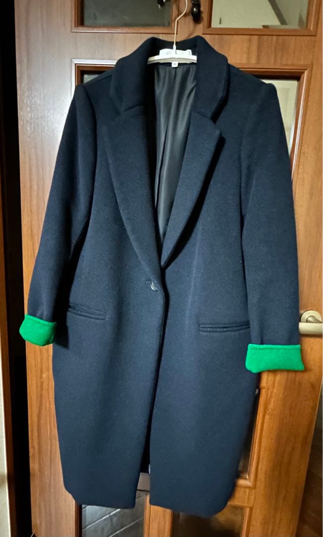 美品　ENFOLD エンフォルド　ウールリバー チェスターコート ネイビー36