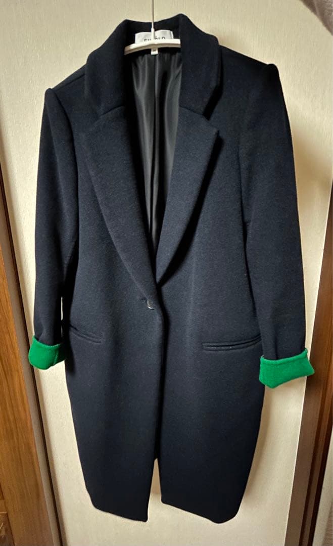 美品　ENFOLD エンフォルド　ウールリバー チェスターコート ネイビー36