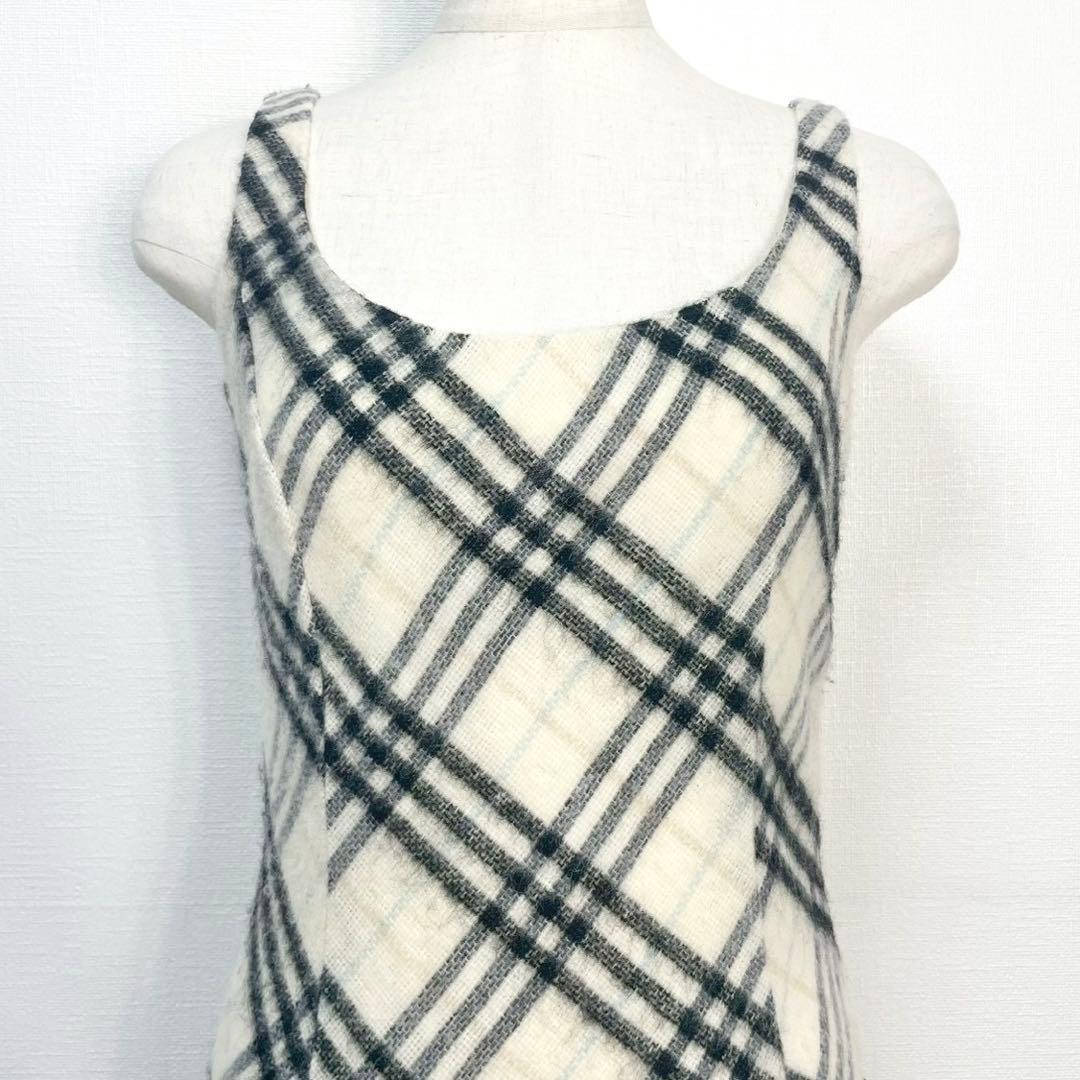 y2k❤️BURBERRY BLUE LABEL チェック柄ベロアリボンワンピース