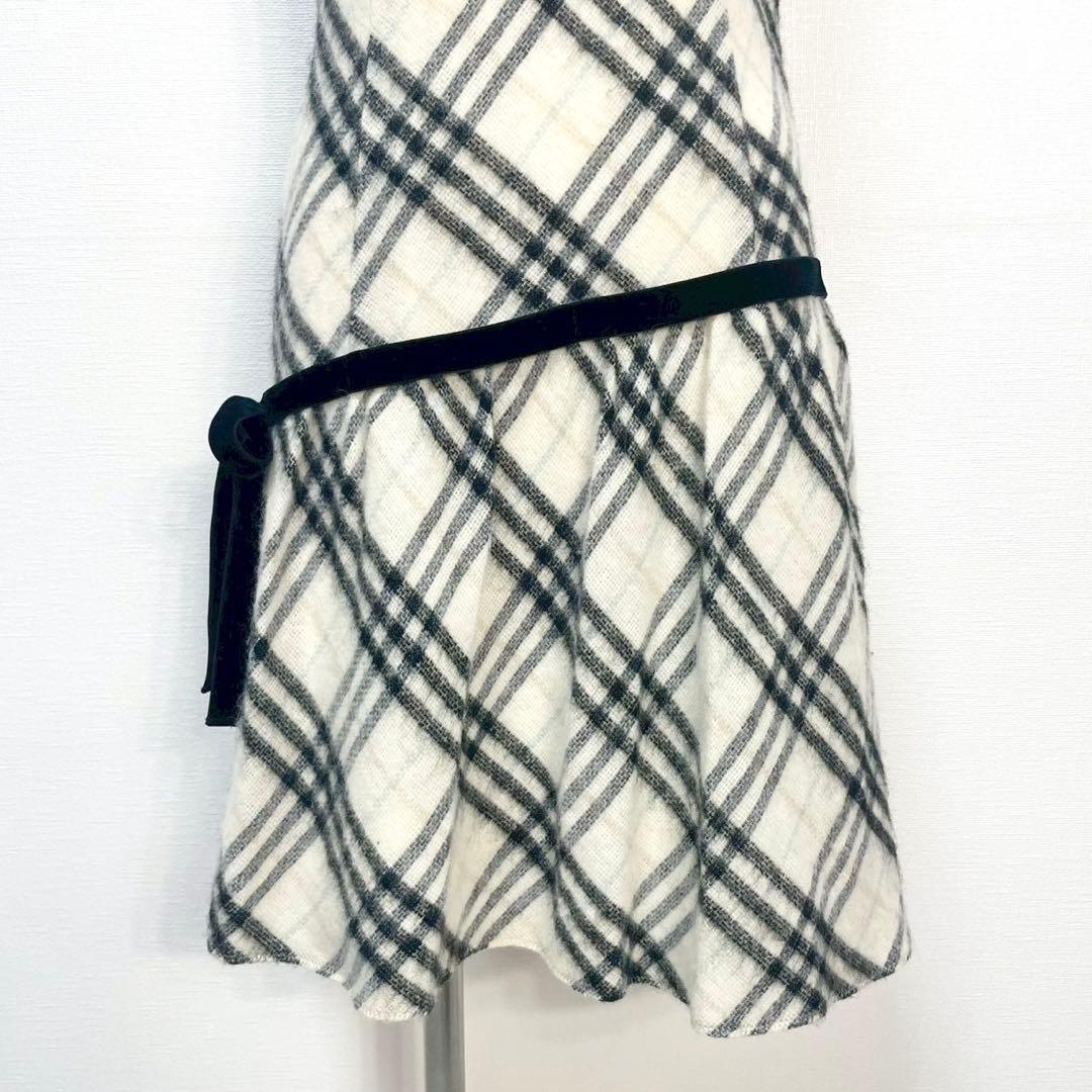 y2k❤️BURBERRY BLUE LABEL チェック柄ベロアリボンワンピース