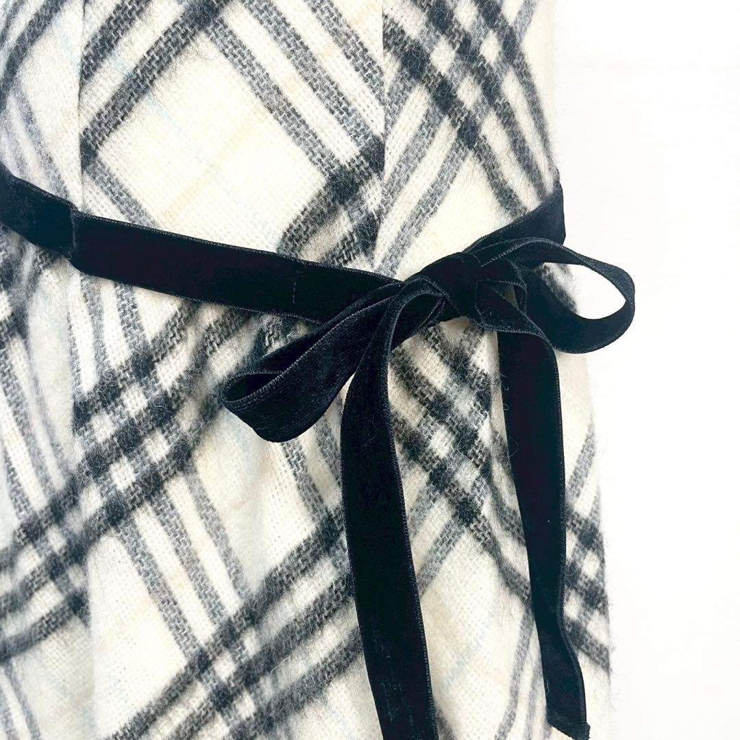 y2k❤️BURBERRY BLUE LABEL チェック柄ベロアリボンワンピース