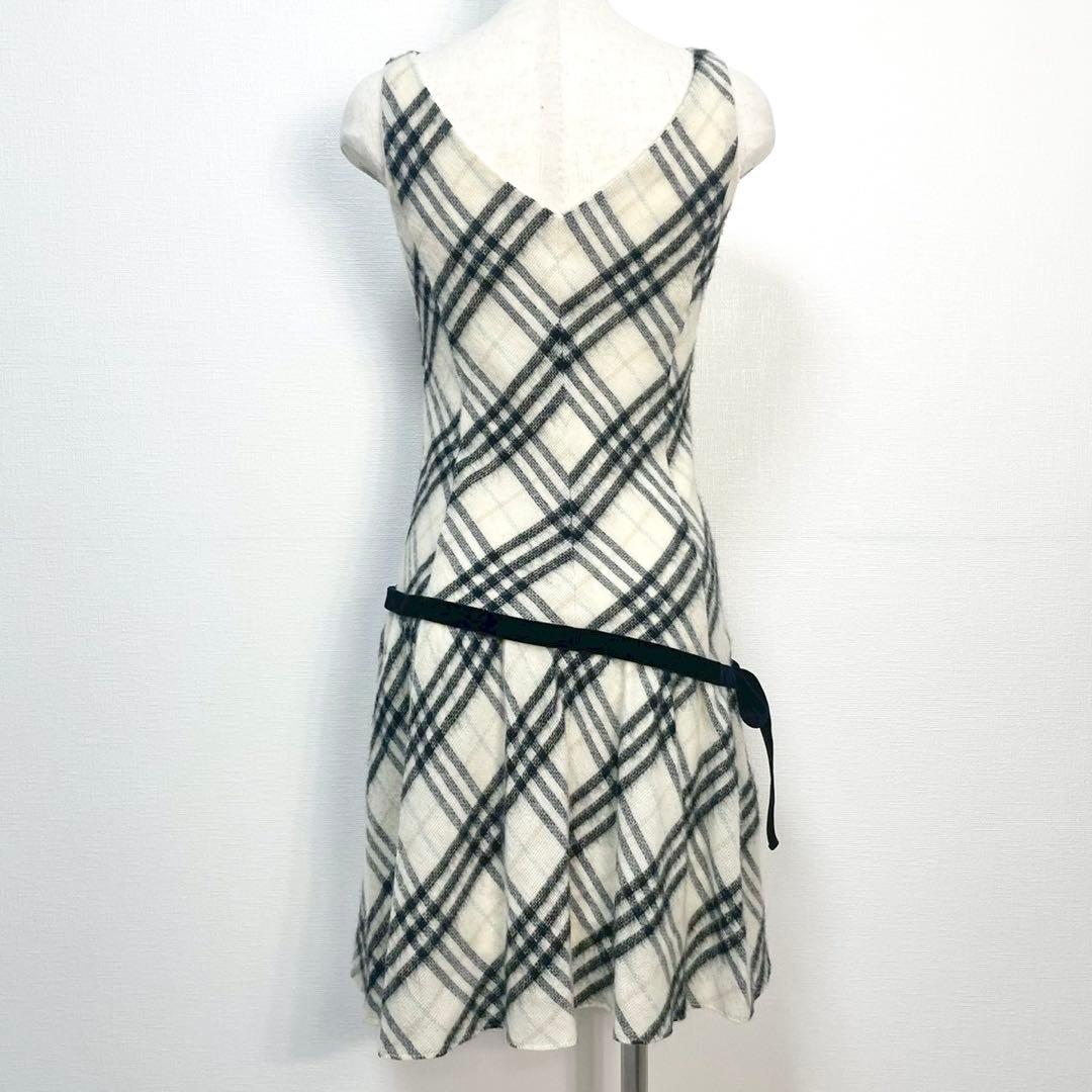 y2k❤️BURBERRY BLUE LABEL チェック柄ベロアリボンワンピース
