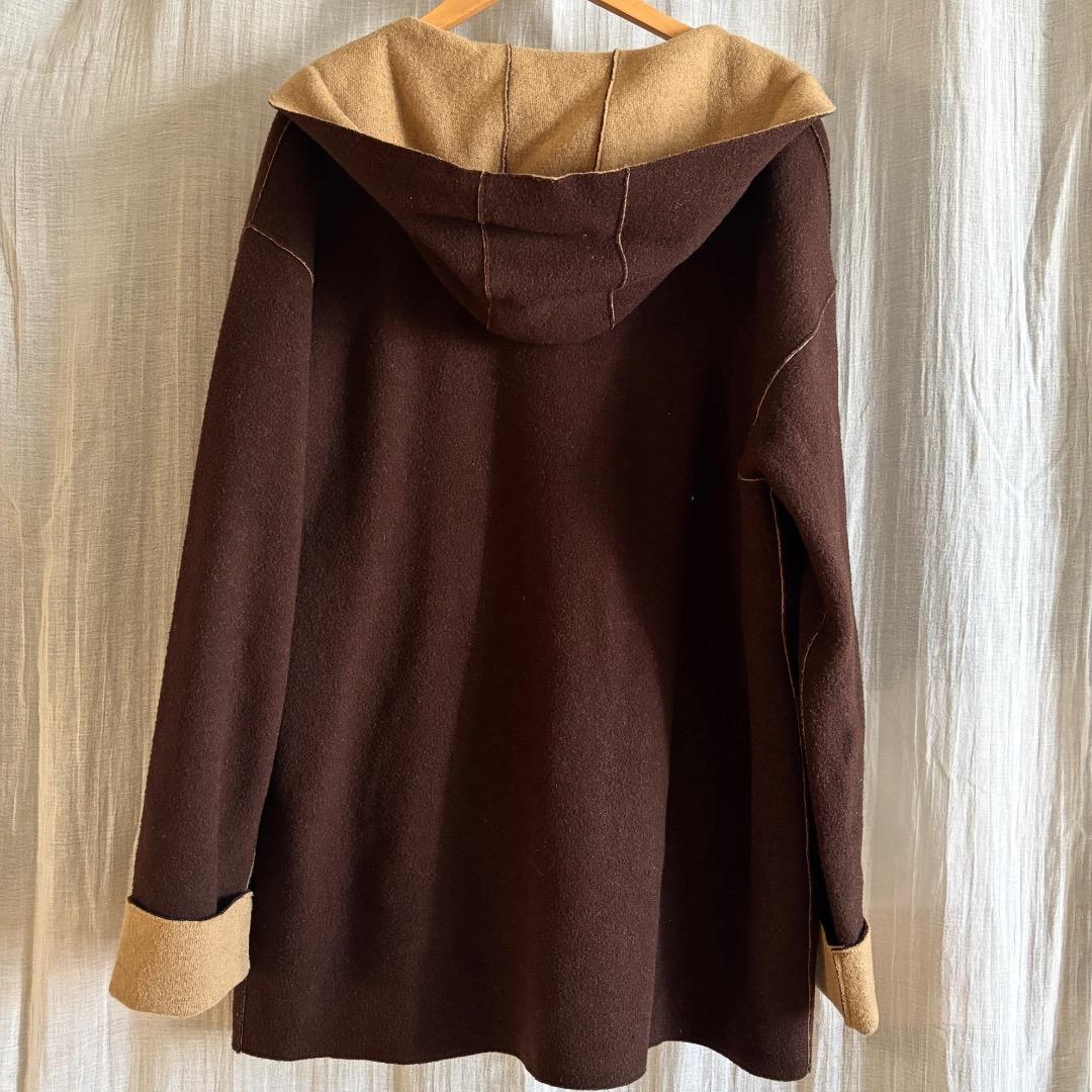 【 ちこ 】ウール フード付き ダッフルコート ブラウン