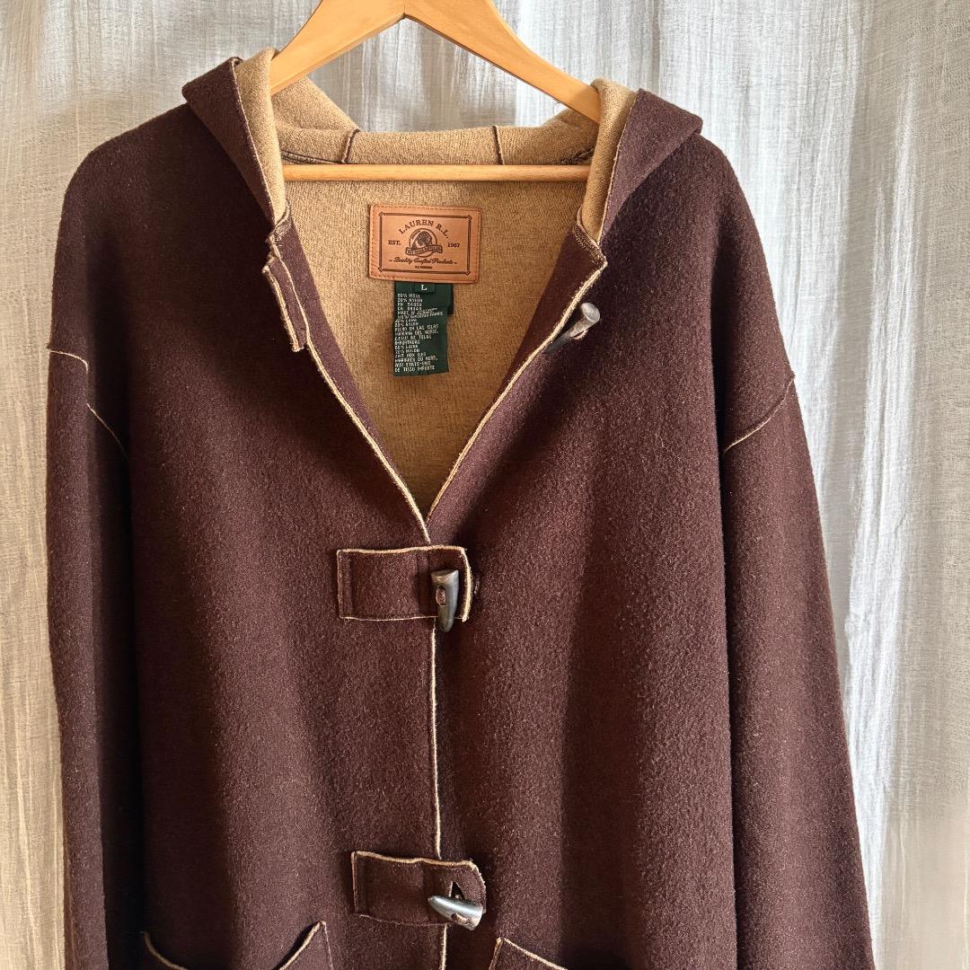 【 ちこ 】ウール フード付き ダッフルコート ブラウン