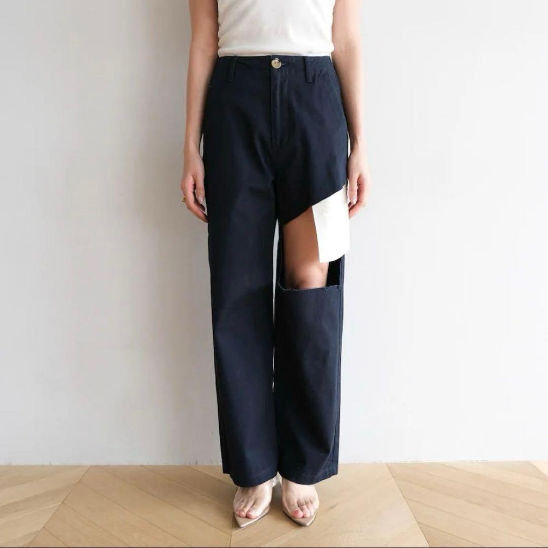 【新品】searoomlynn クラッシュチノパンツ　ネイビー