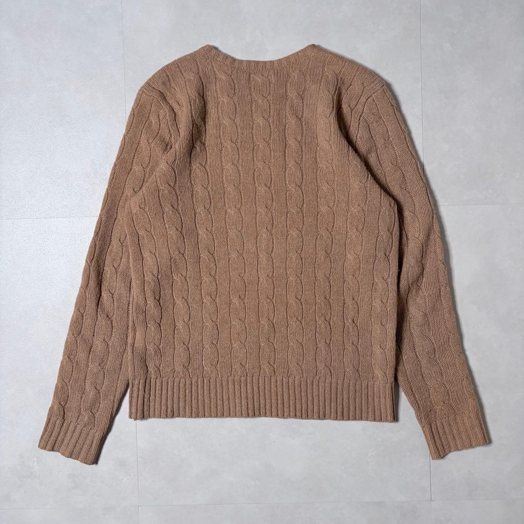 【美品】現行QR ポロラルフローレン ケーブルニット カシミヤ混 ベージュ S