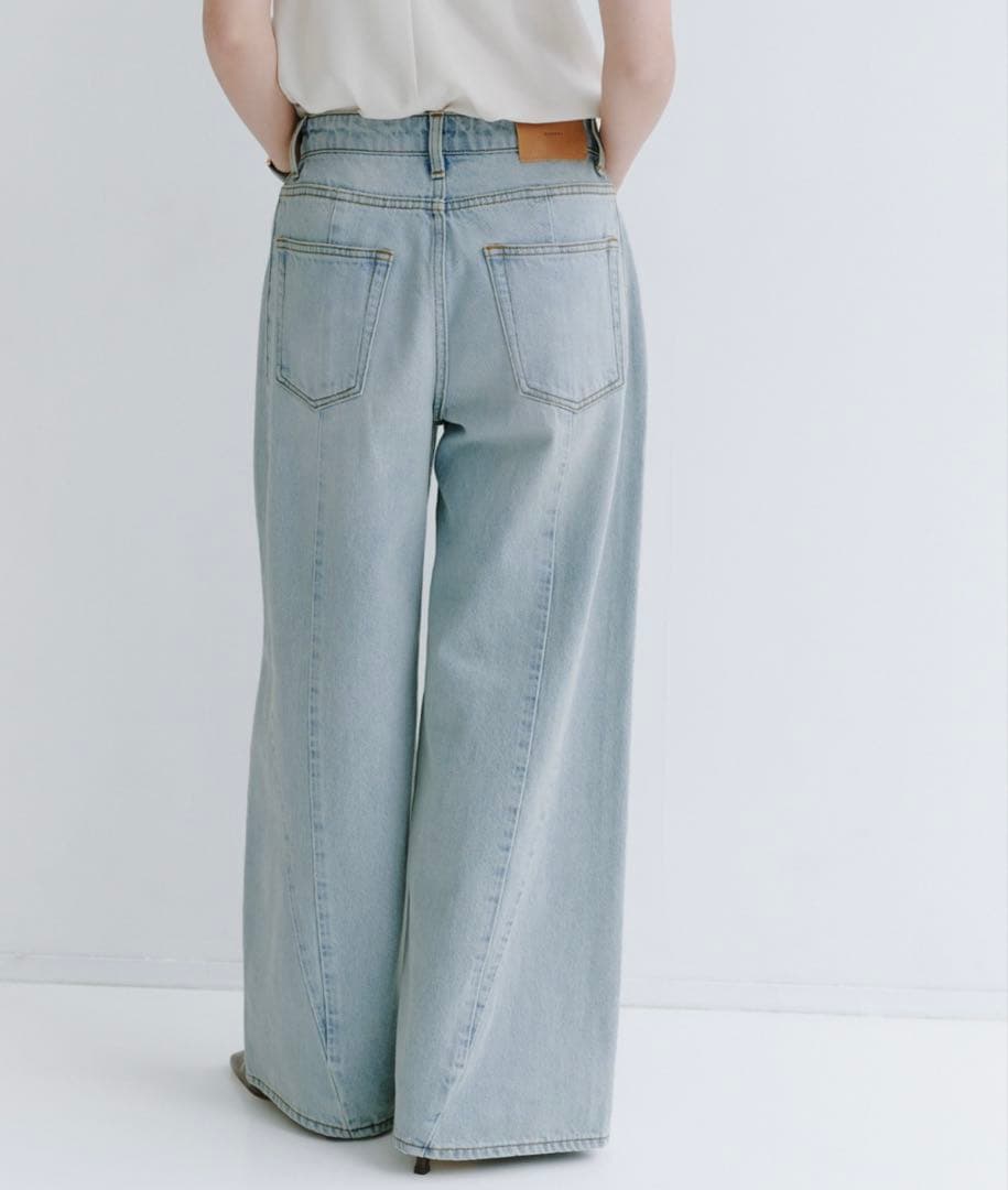 anuans サイドタックカジュアルワイドデニム1