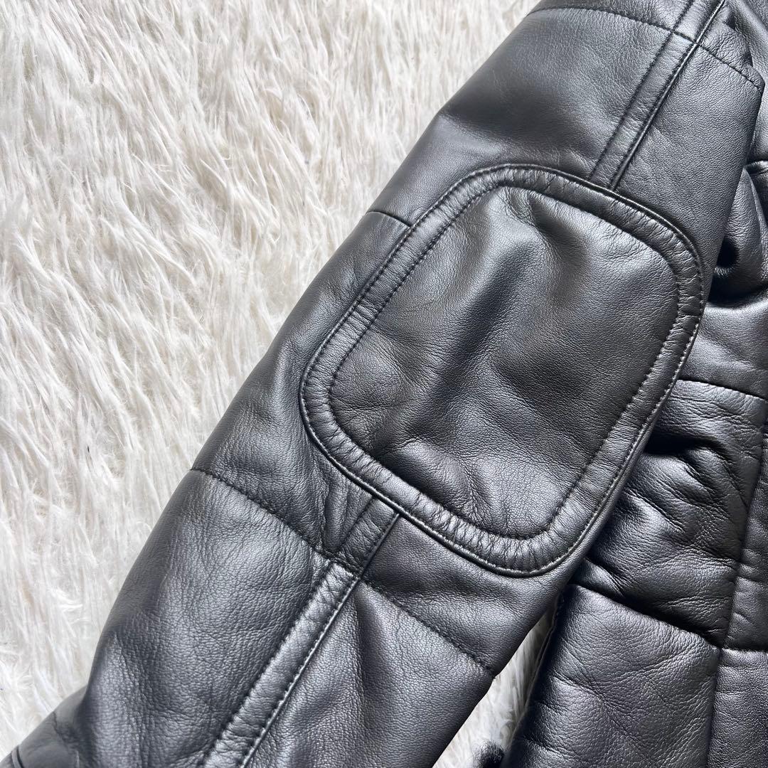 美品　バーバリーブルーレーベル　羊革　レザー　チェック柄　ラムファー　38