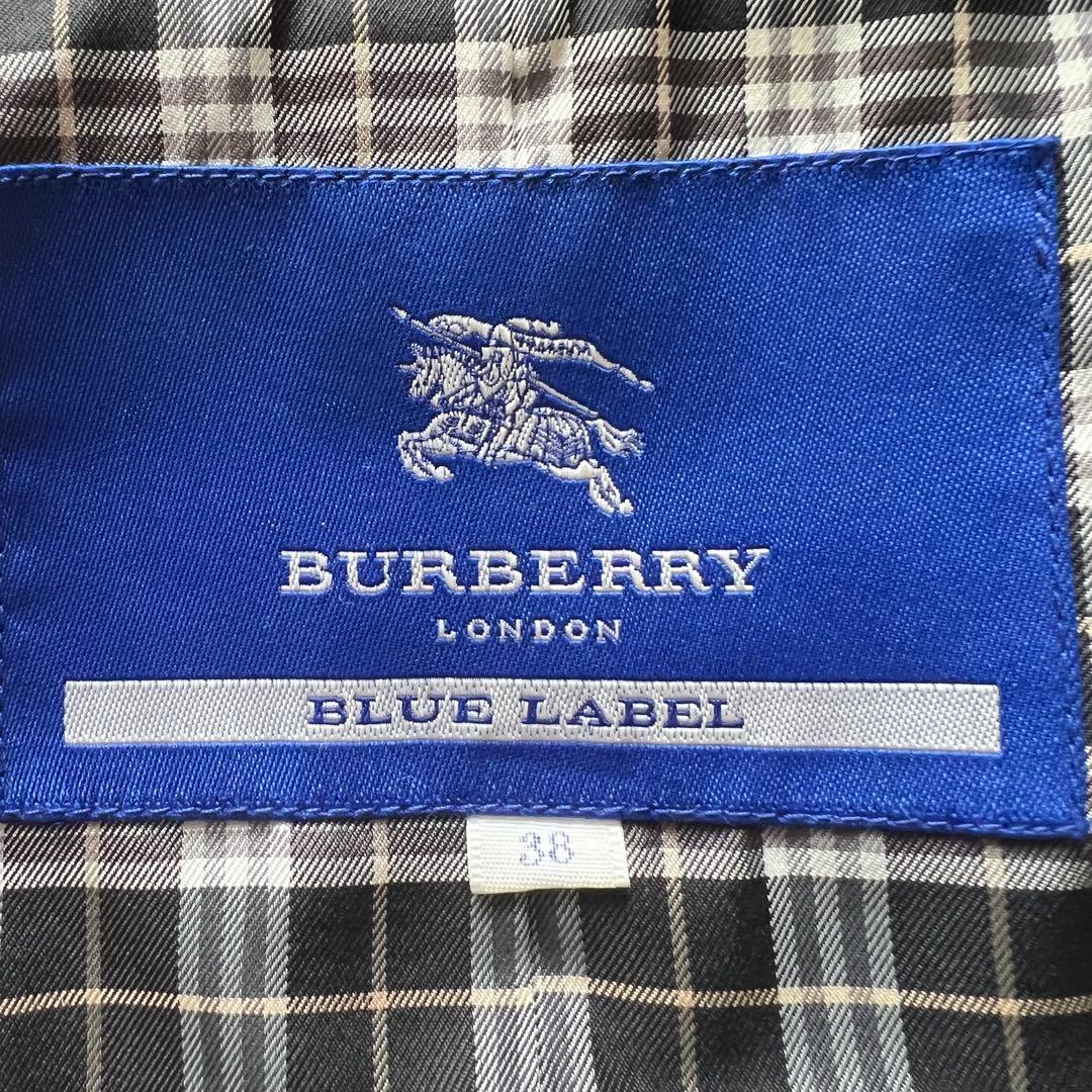 美品　バーバリーブルーレーベル　羊革　レザー　チェック柄　ラムファー　38