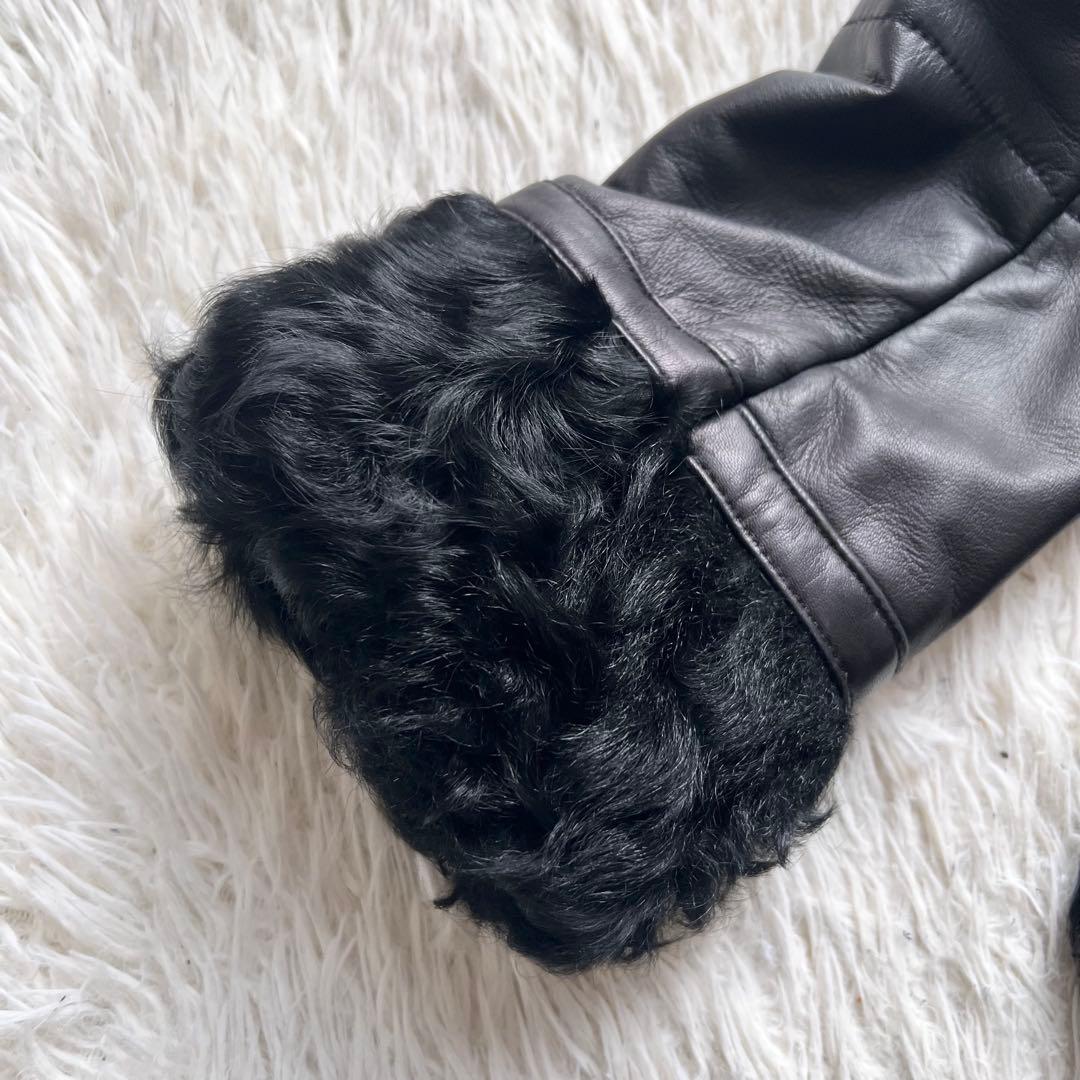 美品　バーバリーブルーレーベル　羊革　レザー　チェック柄　ラムファー　38