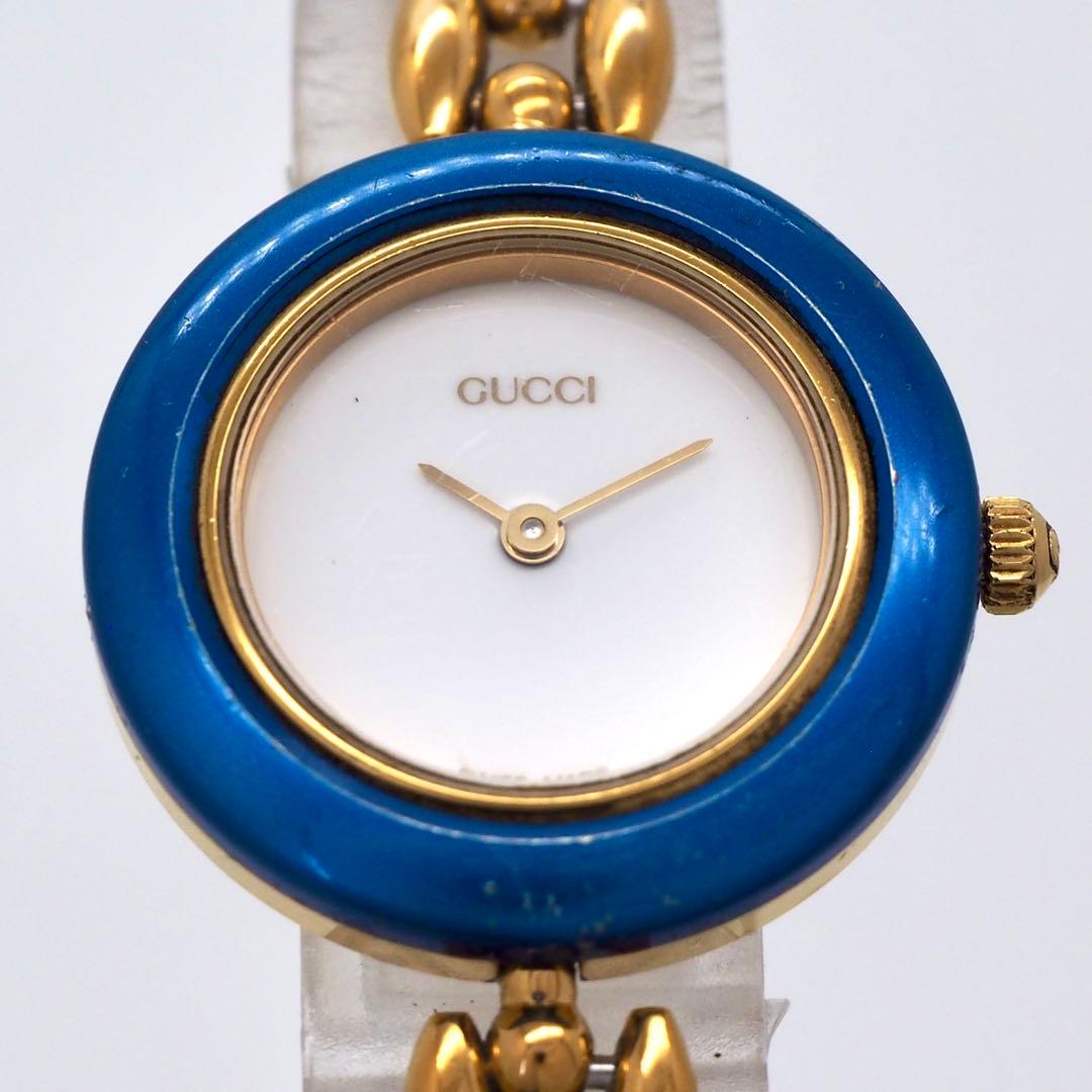 321 GUCCI レディース 時計 チェンジベゼル ゴールド ブルー　希少