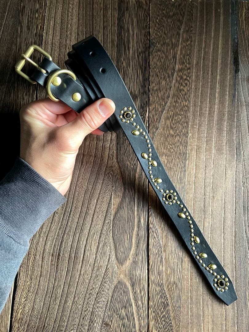 スタッズナローロングベルト　24㎜　 真鍮　フラワー　HTC CALEE