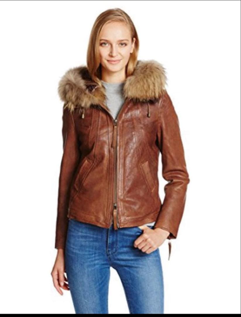 goa本革レザージャケット　ラクーンフード