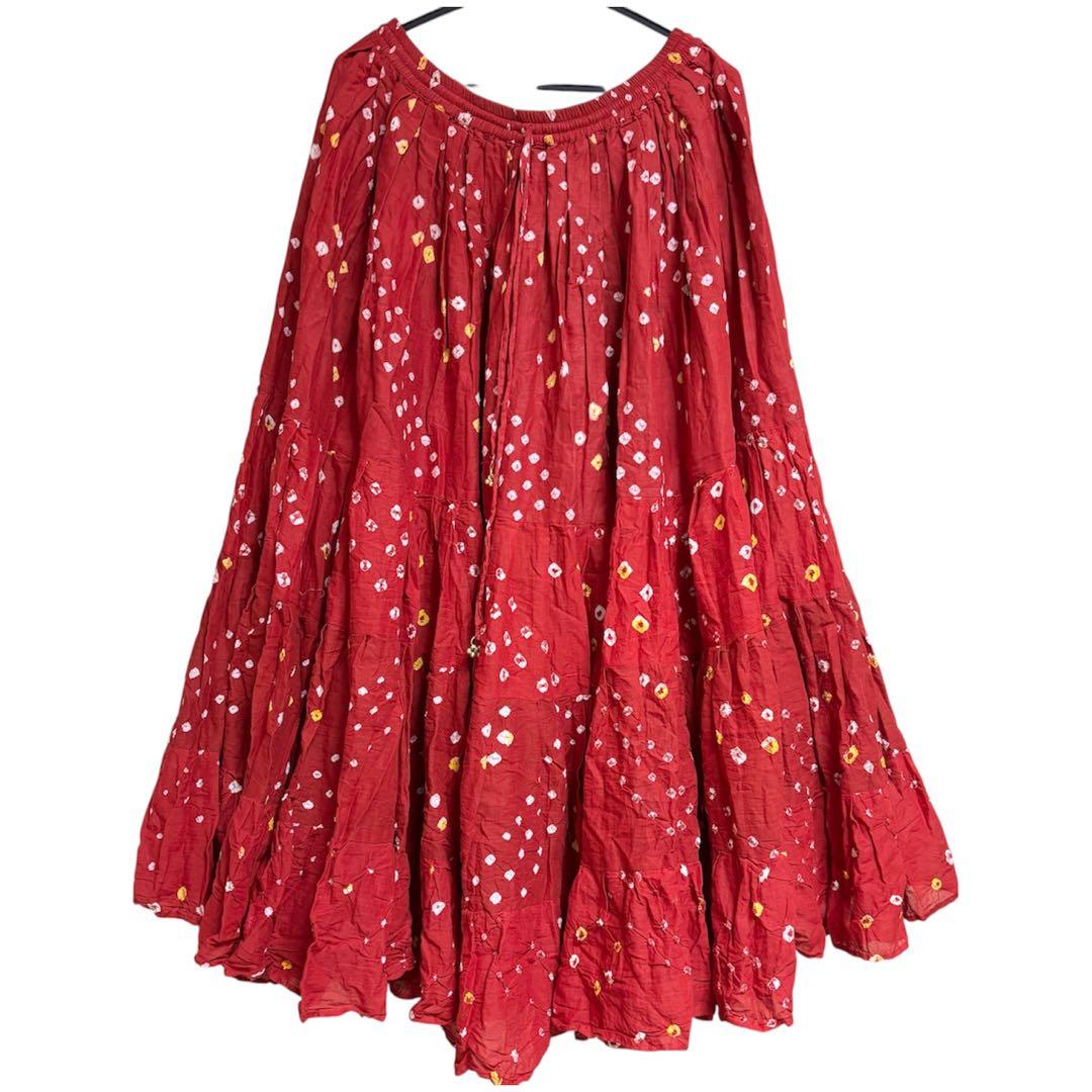 25ヤード ジプシースカート 赤 水玉 コットン 希少