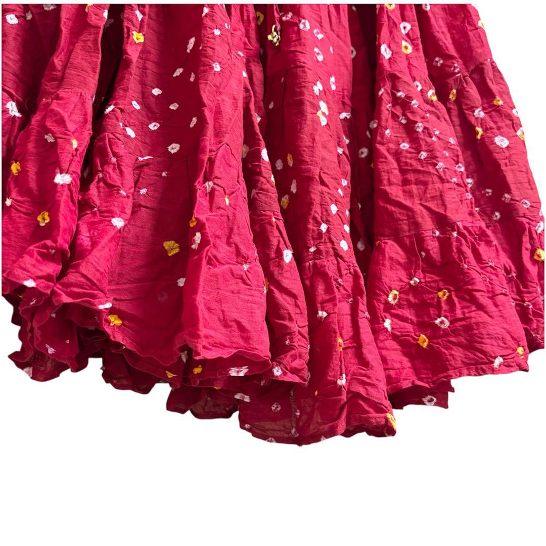 25ヤード ジプシースカート 赤 水玉 コットン 希少