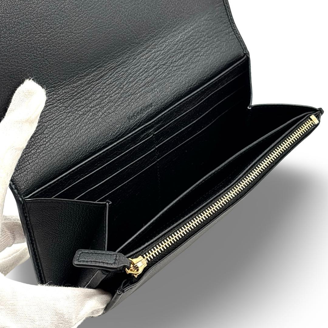 極美品】イヴサンローラン　長財布　ウォレット　ＹＳＬロゴ 　レザー　革　黒