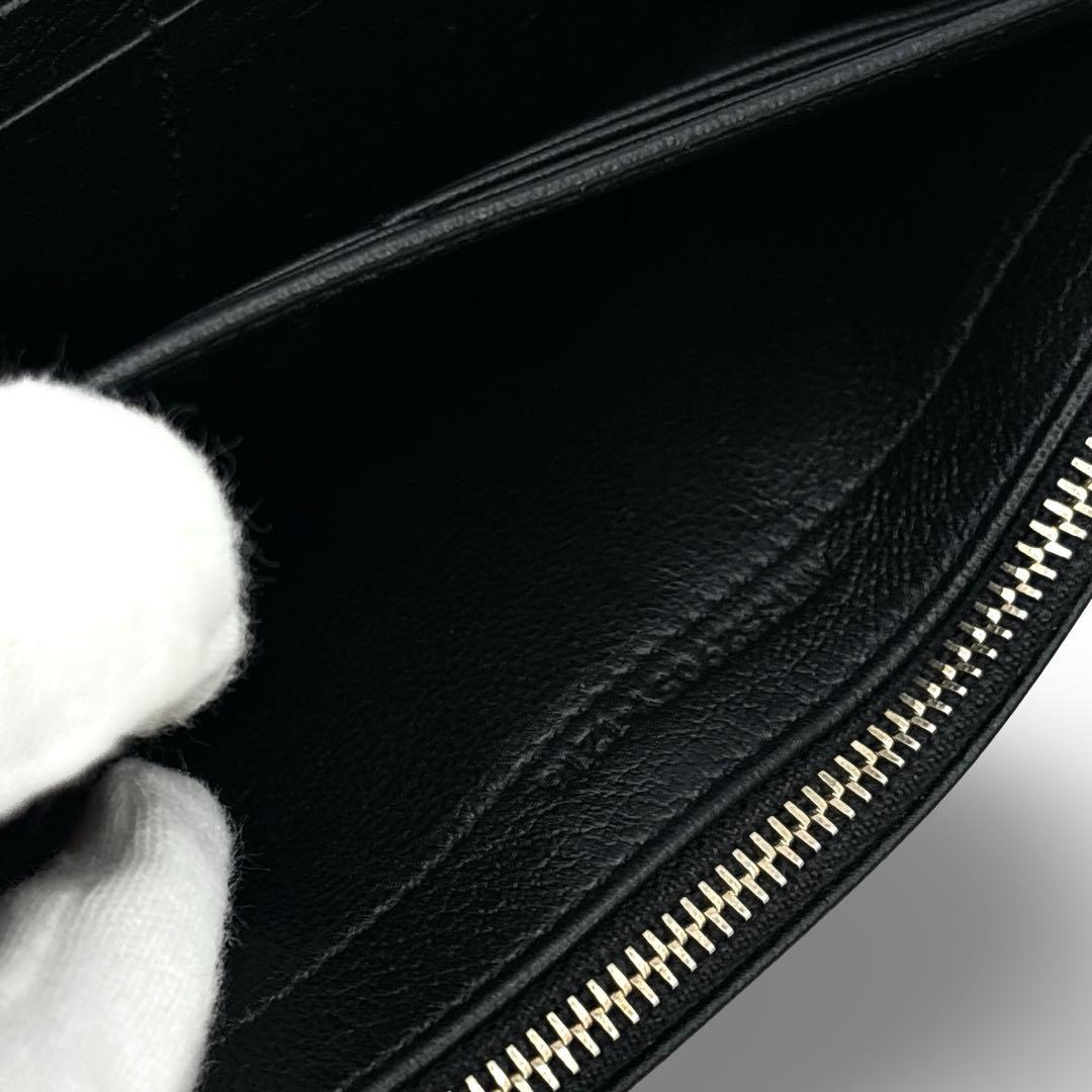 極美品】イヴサンローラン　長財布　ウォレット　ＹＳＬロゴ 　レザー　革　黒