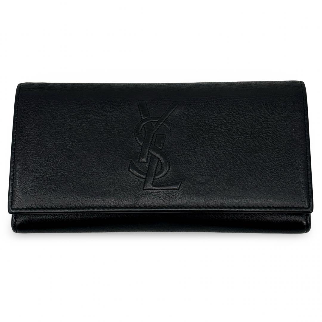極美品】イヴサンローラン　長財布　ウォレット　ＹＳＬロゴ 　レザー　革　黒