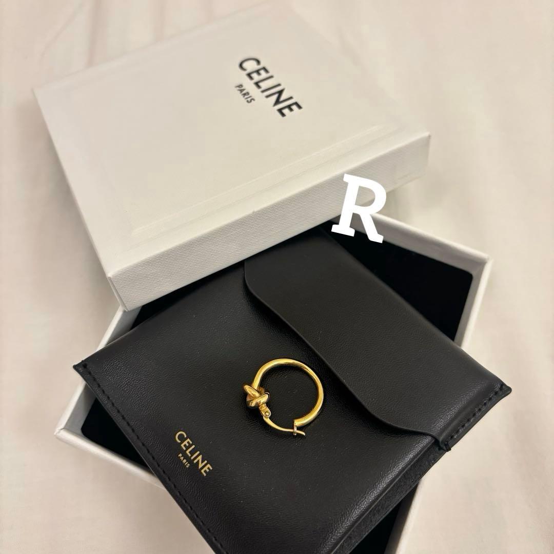 限定値下げ【片耳のみ】CELINE ノットフープ ピアス　ゴールド