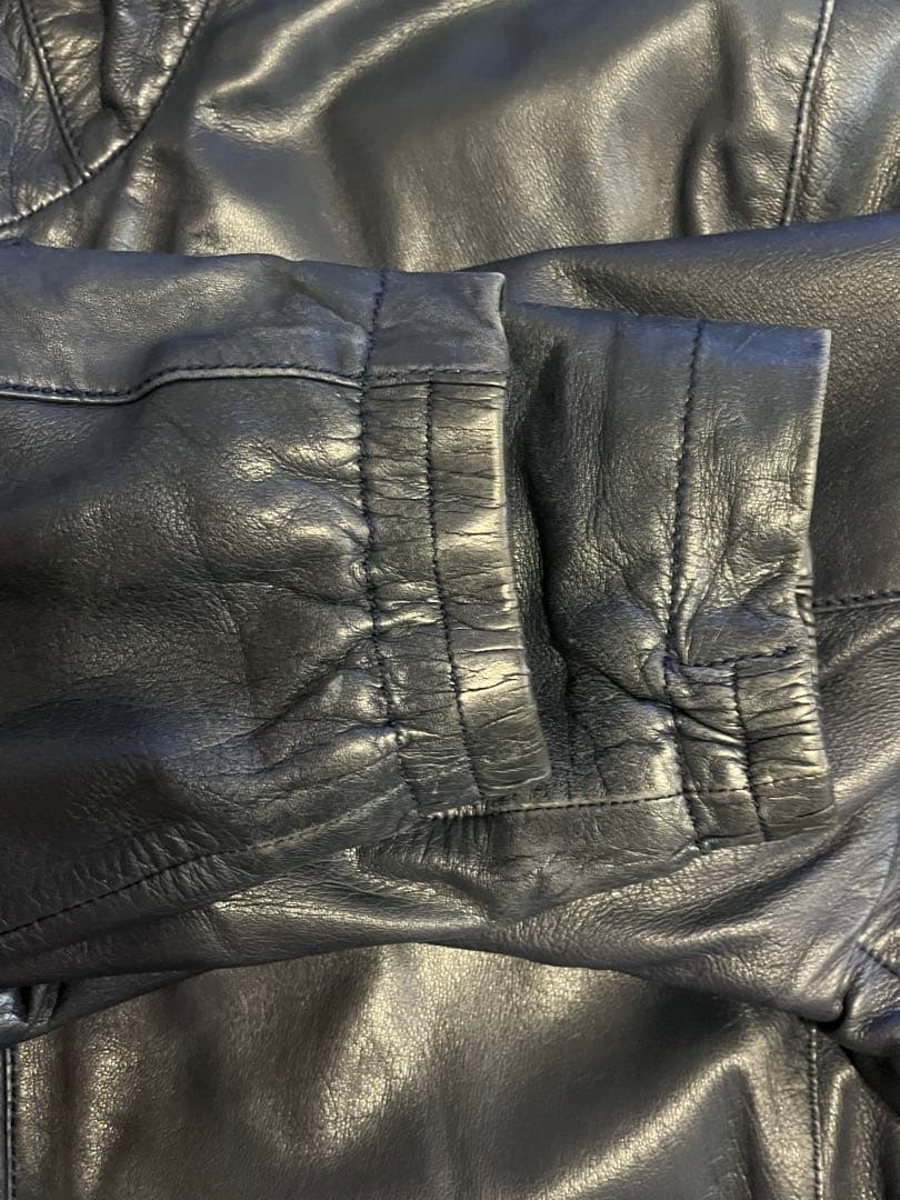 ARMANI COLLEZIONI シープレザージャケットNAVY 46