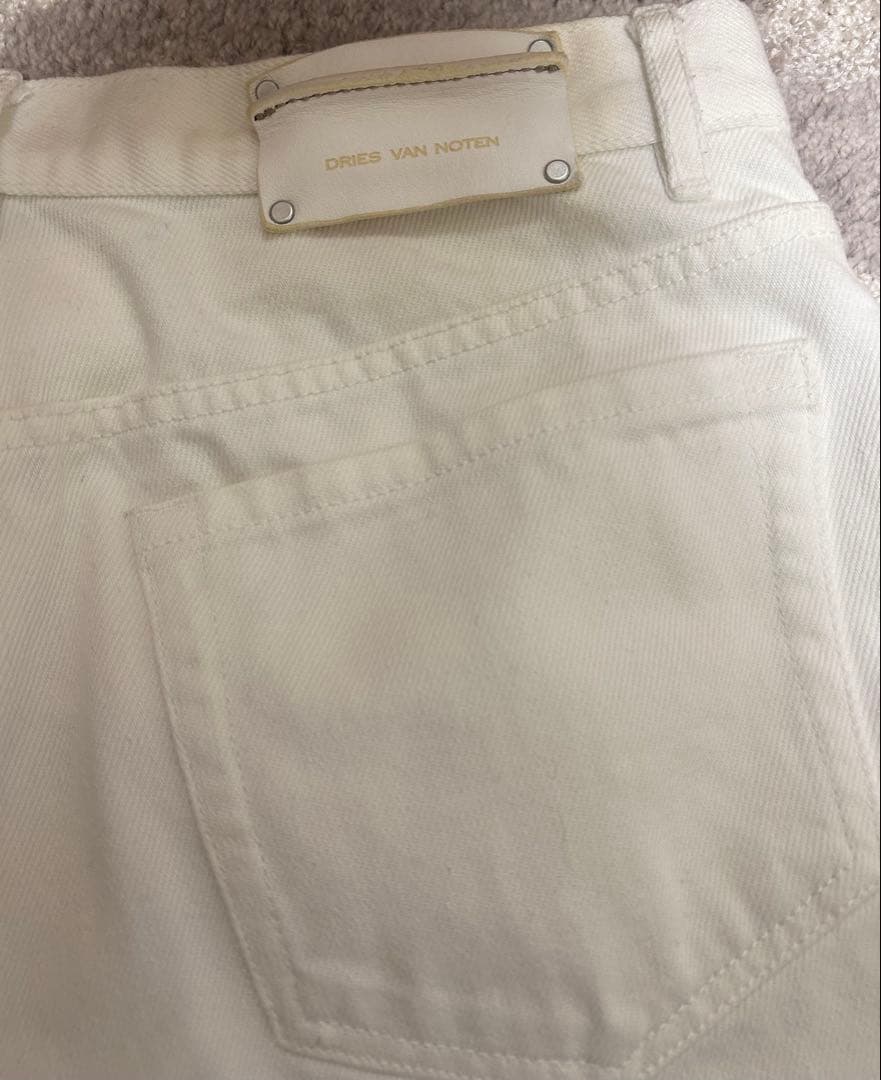 DRIES VAN NOTEN ホワイトワイドデニムパンツ