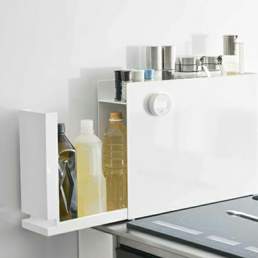 【人気】tower タワー　隠せる調味料ラック 白　コンロ横