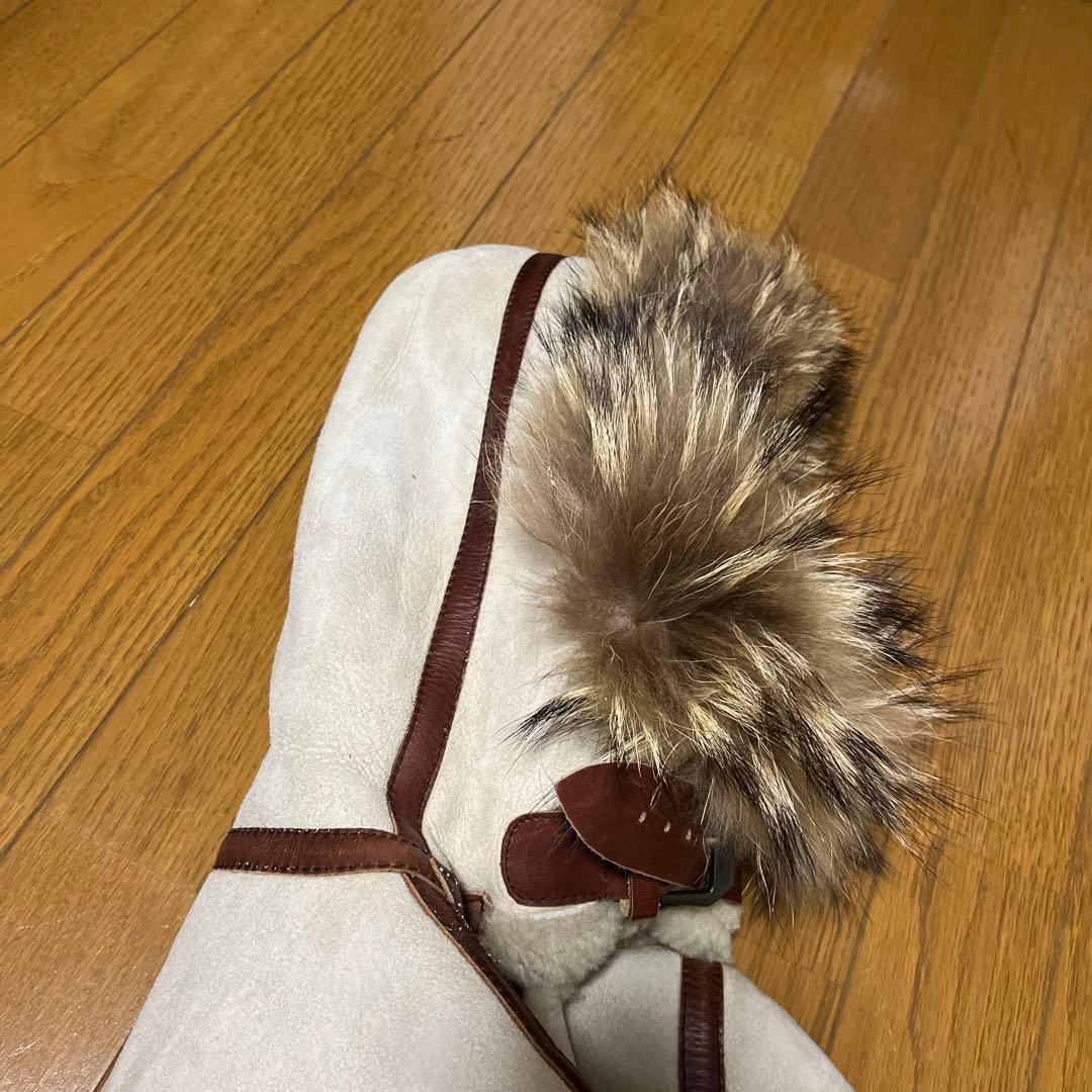 B-7 女性やキッズに ブラウンパーツ頑丈本革 羊革羊毛100% リアルムートン